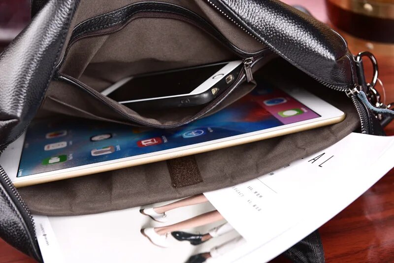 come4buy.com-Teczki biznesowe Męska torba na laptopa ze skóry bydlęcej do 14 cali