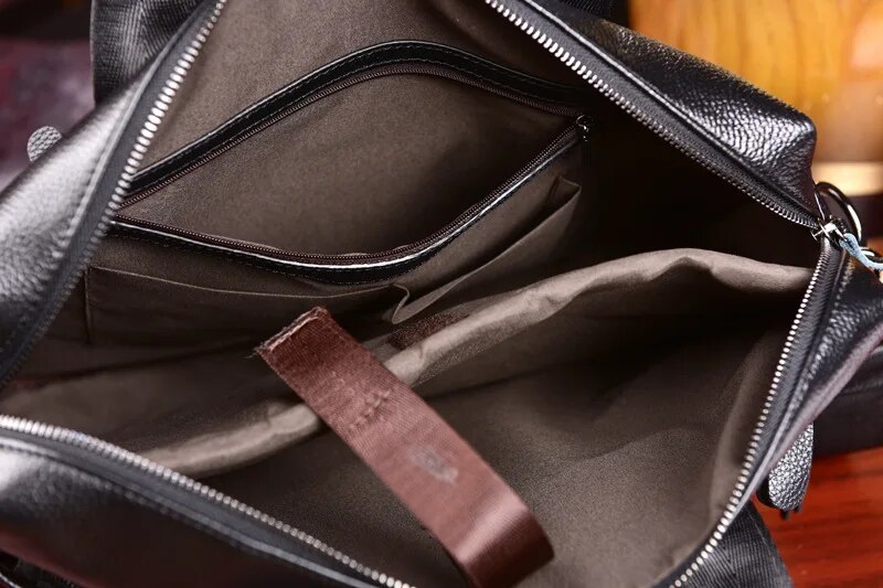 come4buy.com-Teczki biznesowe Męska torba na laptopa ze skóry bydlęcej do 14 cali