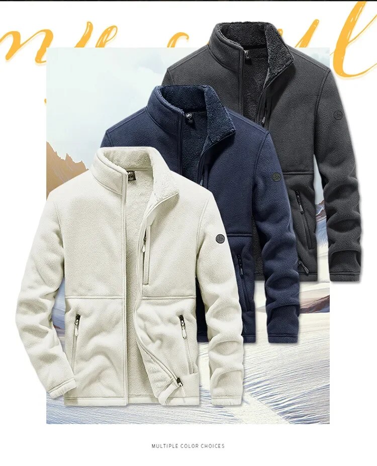 come4buy.com-Men's White Winter Warm Coats Fleece Thick Hooded