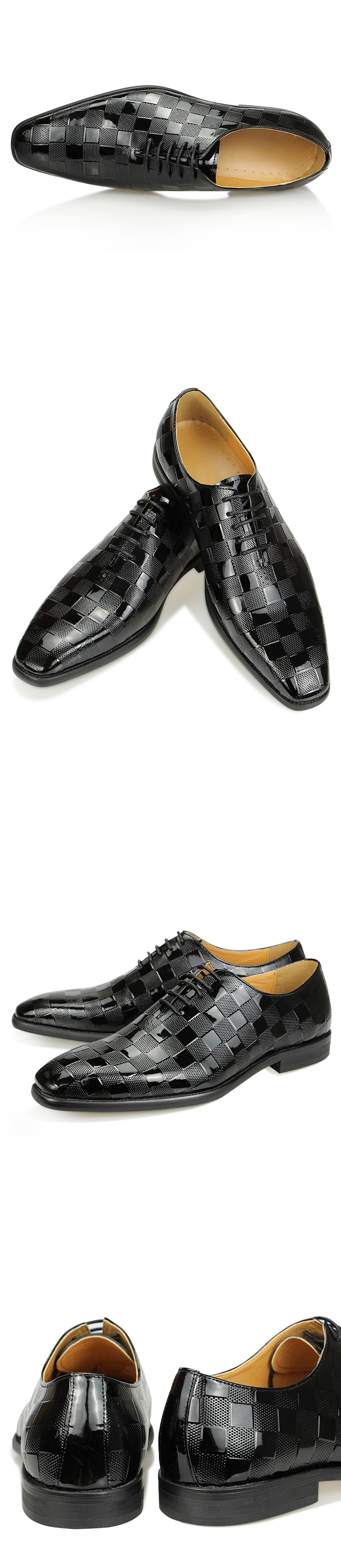 come4buy.com-Ffasiwn Swyddfa Busnes Tuxedo Shoes Pointed Toe