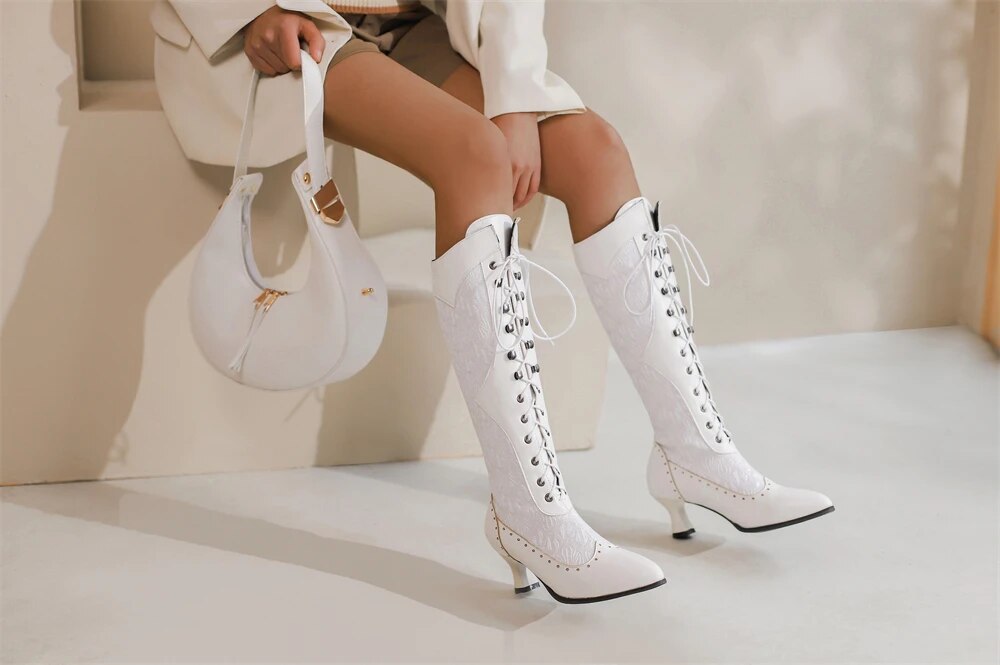 come4buy.com-Mid-Calf Boots Pointed Toe عورتن لاءِ