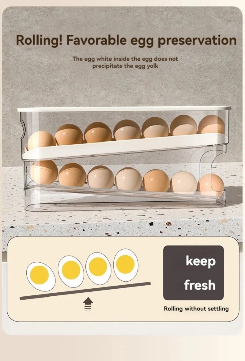 come4buy.com-Egg Storage Box Otomatis Scrolling Egg Holder