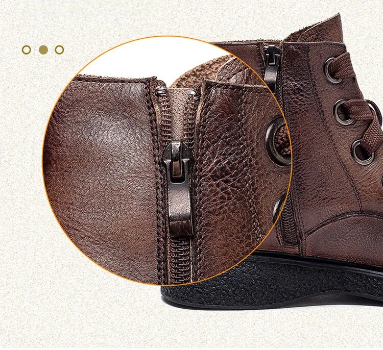 come4buy.com-Brown Leather Ankle Boots For Women
