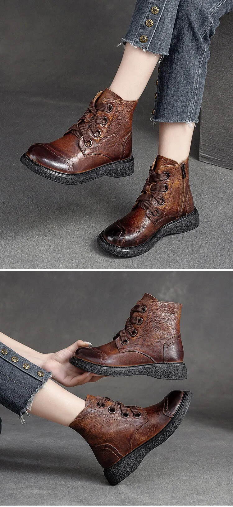come4buy.com-Ankle Boots Kulit Coklat Untuk Wanita