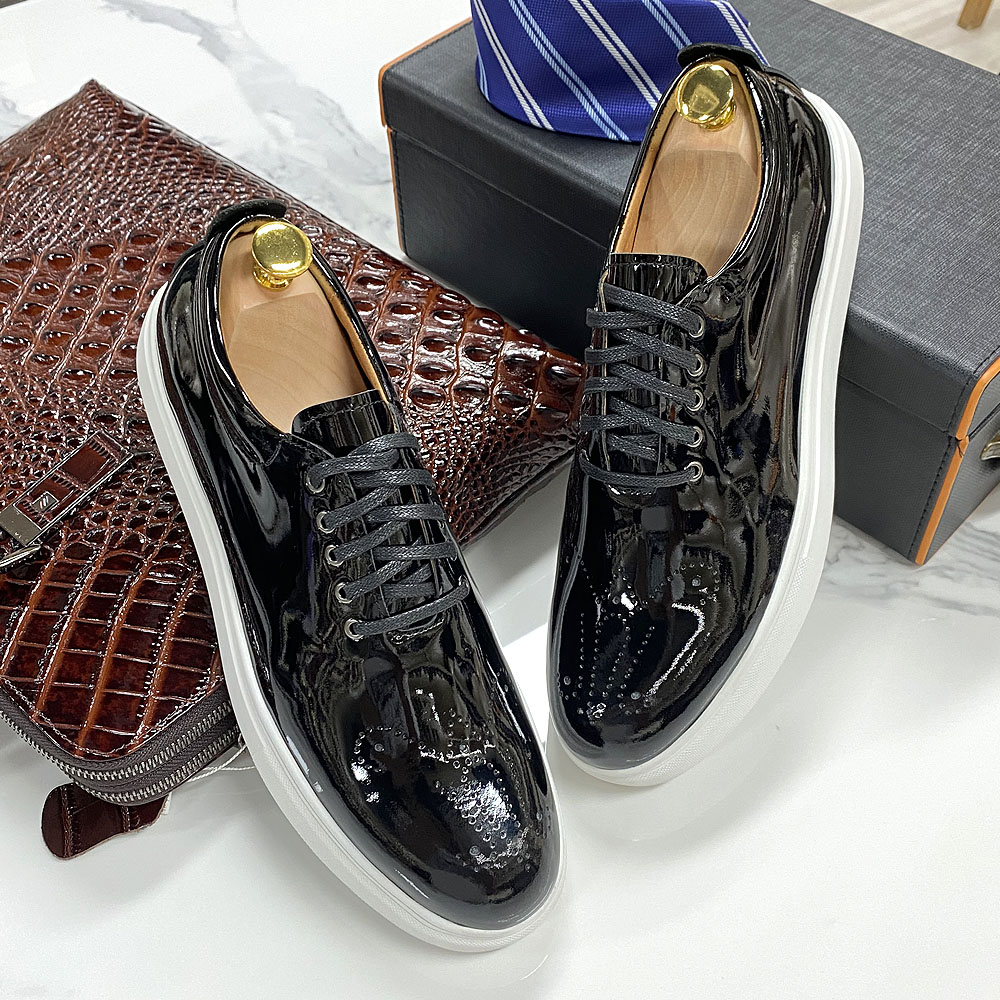 come4buy.com-Black Leather Sneakers For Men