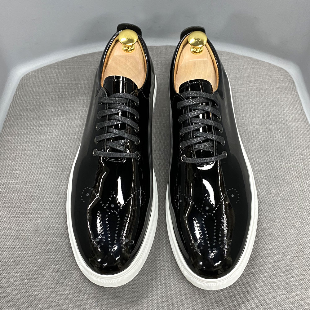 come4buy.com-Black Leather Sneakers For Men