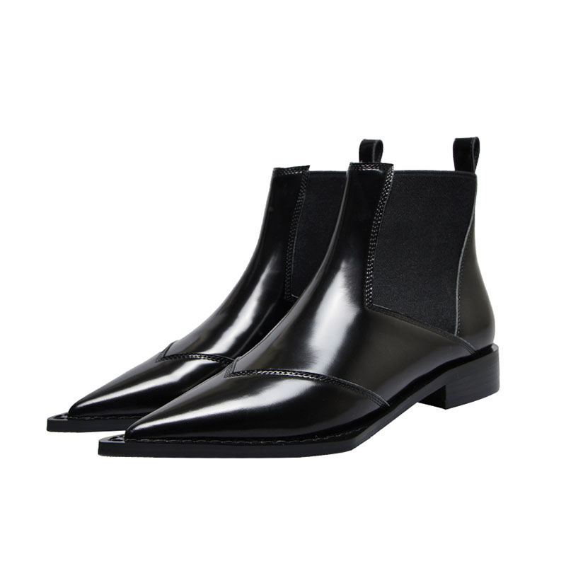 come4buy.com-Black Ankle Boots Low Tumit Wanita