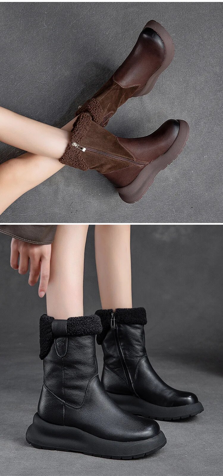 come4buy.com-Flat Ankle Boots Akazi