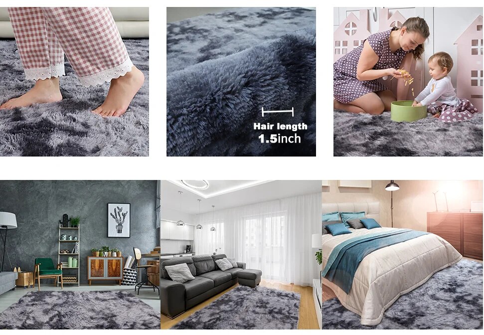 Come4Buy-eShop come4buy.com-Plush Rug Bed Room Floor Fluffy Mats Anti-slip Room Blanket