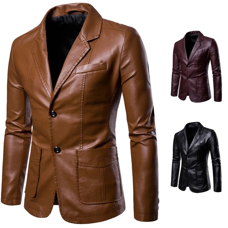 Come4Buy-eShop come4buy.com-Men Business PU Blazers Jacket