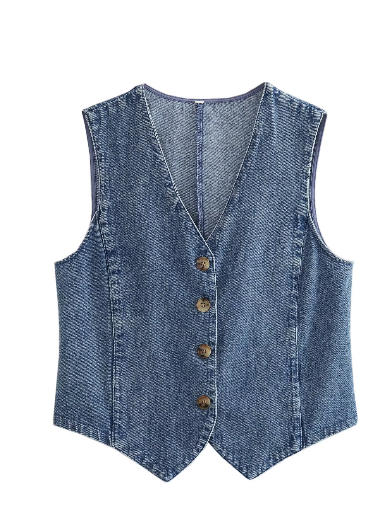Come4Buy-eShop come4buy.com-Women Blue Denim Waistcoat