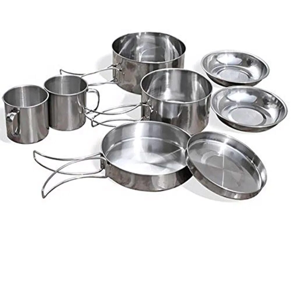 Household-Kingdom hk123mart.com-Ultra-light Stainless Steel Outdoor Picnic Pot Pan Kit