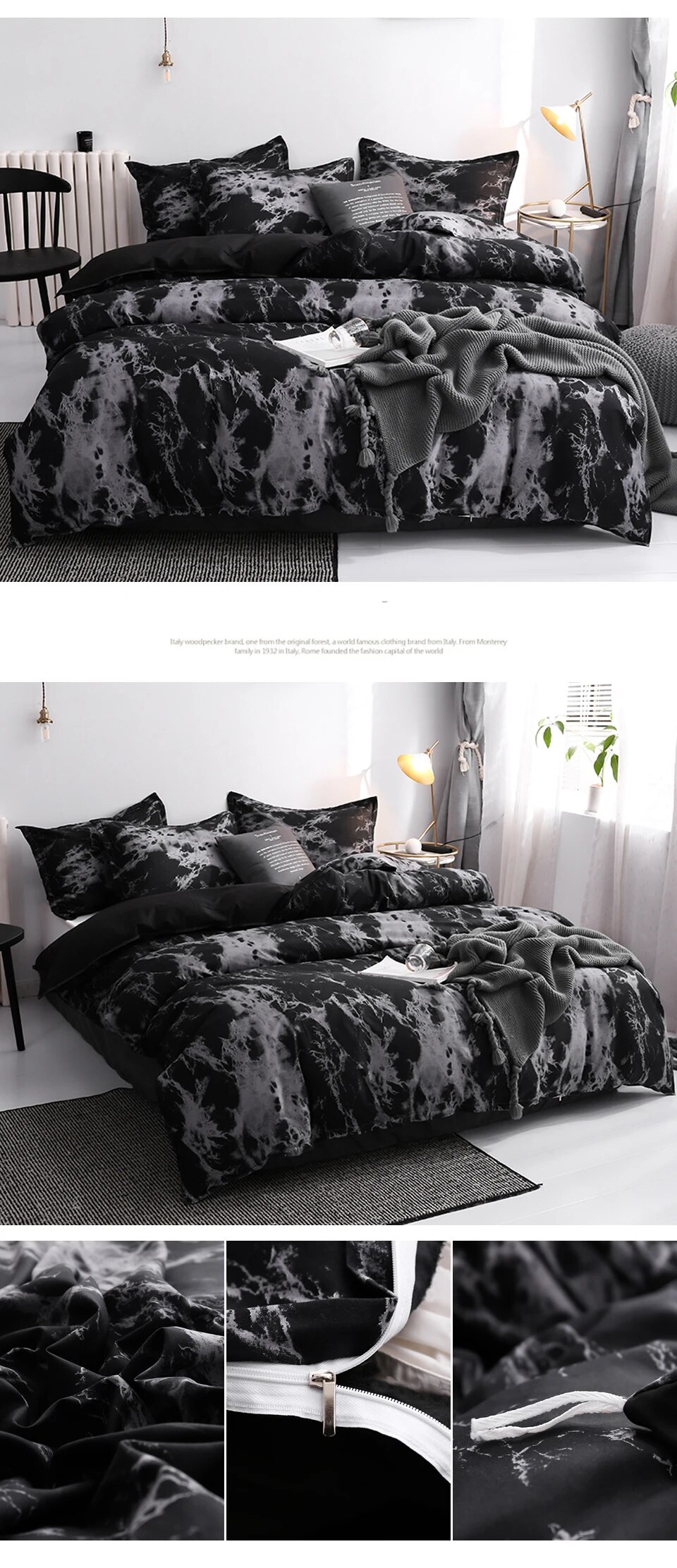Household-Kingdom hk123mart.com-Black Bedding Set