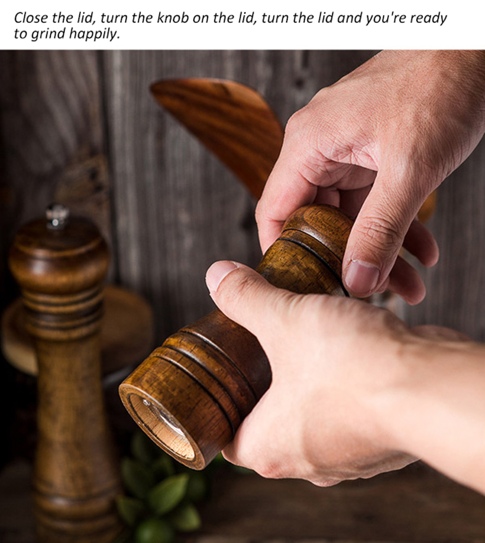 Household-Kingdom hk123mart.com-Solid Wood Spice Pepper Mill Cooking Tools